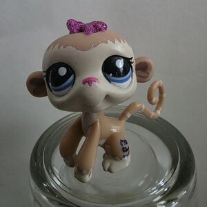 3/$22 Littlest Pet Shop Monkey #2335 Tan, Pink Sparkle Hair